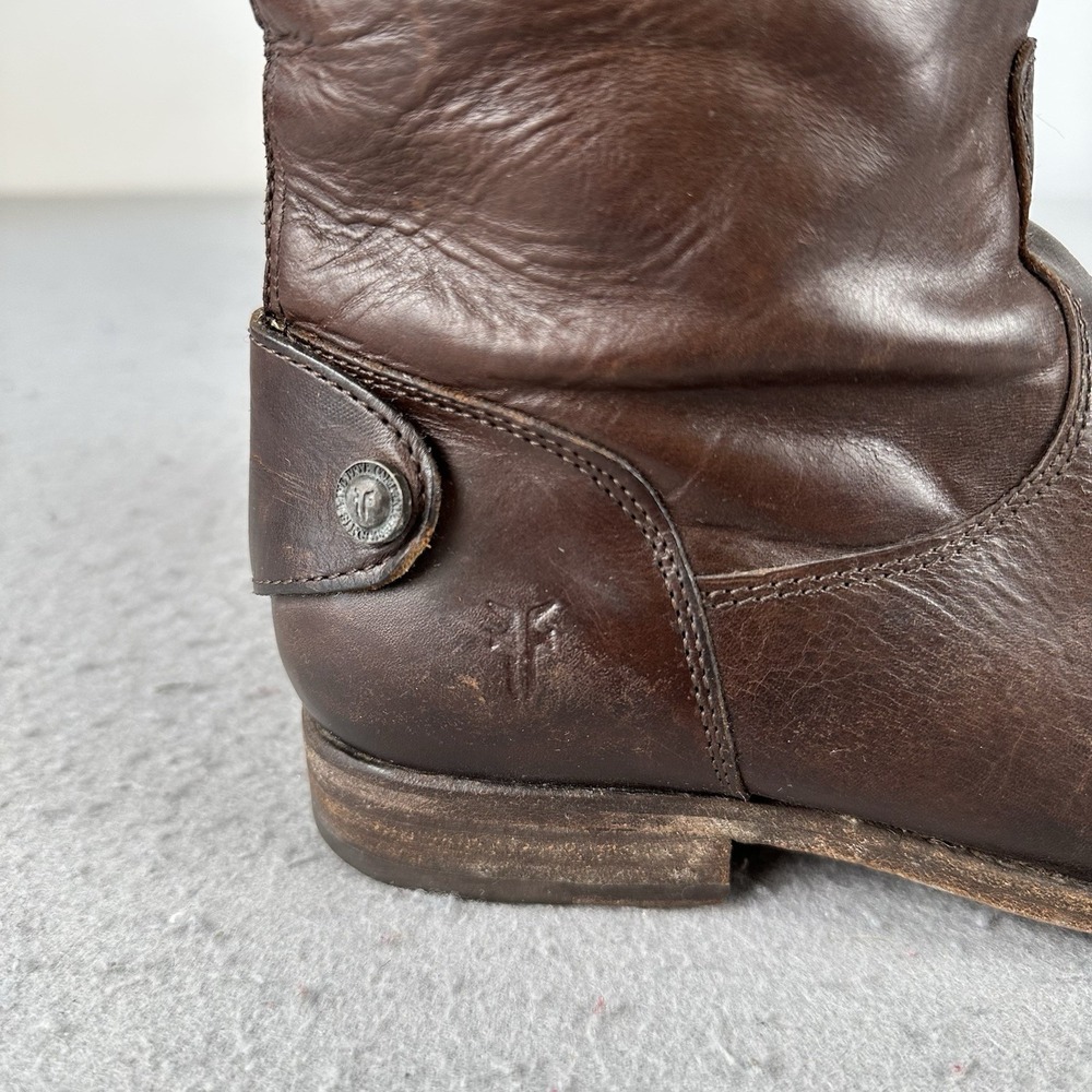 Frye Melissa Button Back Zip Leather Riding Boots Brown Sz. 8 B Womens - Picture 2 of 16